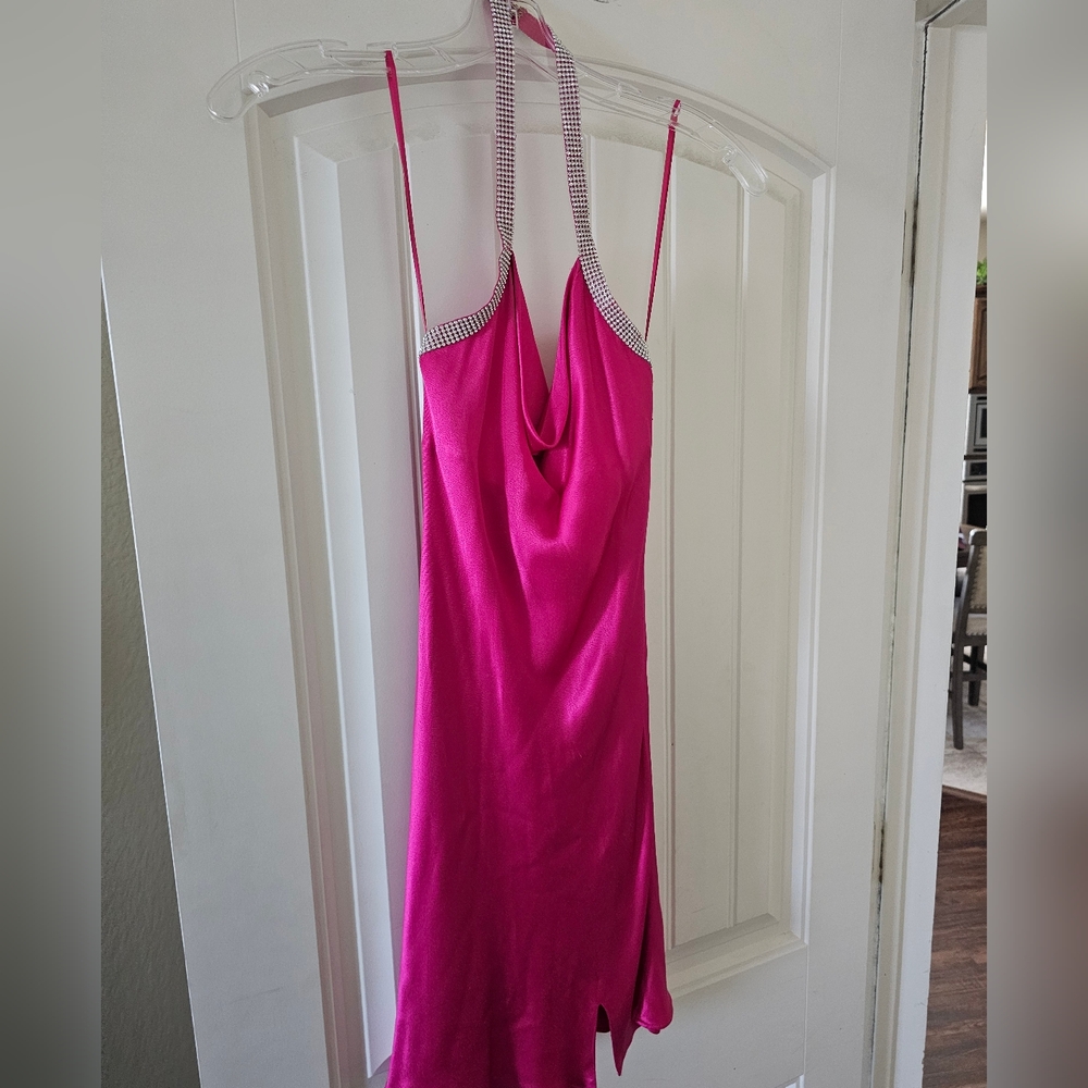 Astr Fuchsia Halter Dress